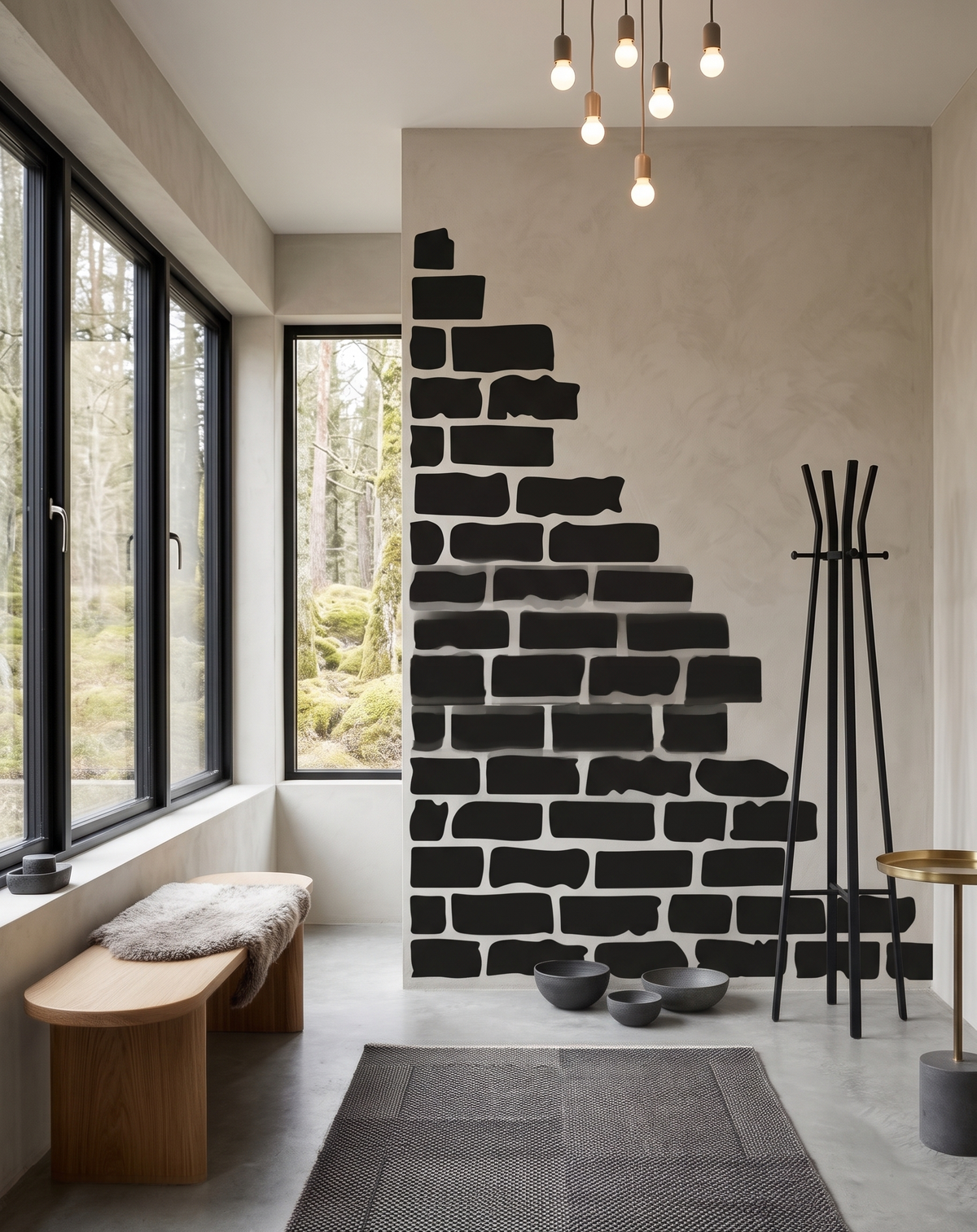 Rustic Brick Corner Stencil - Image 2
