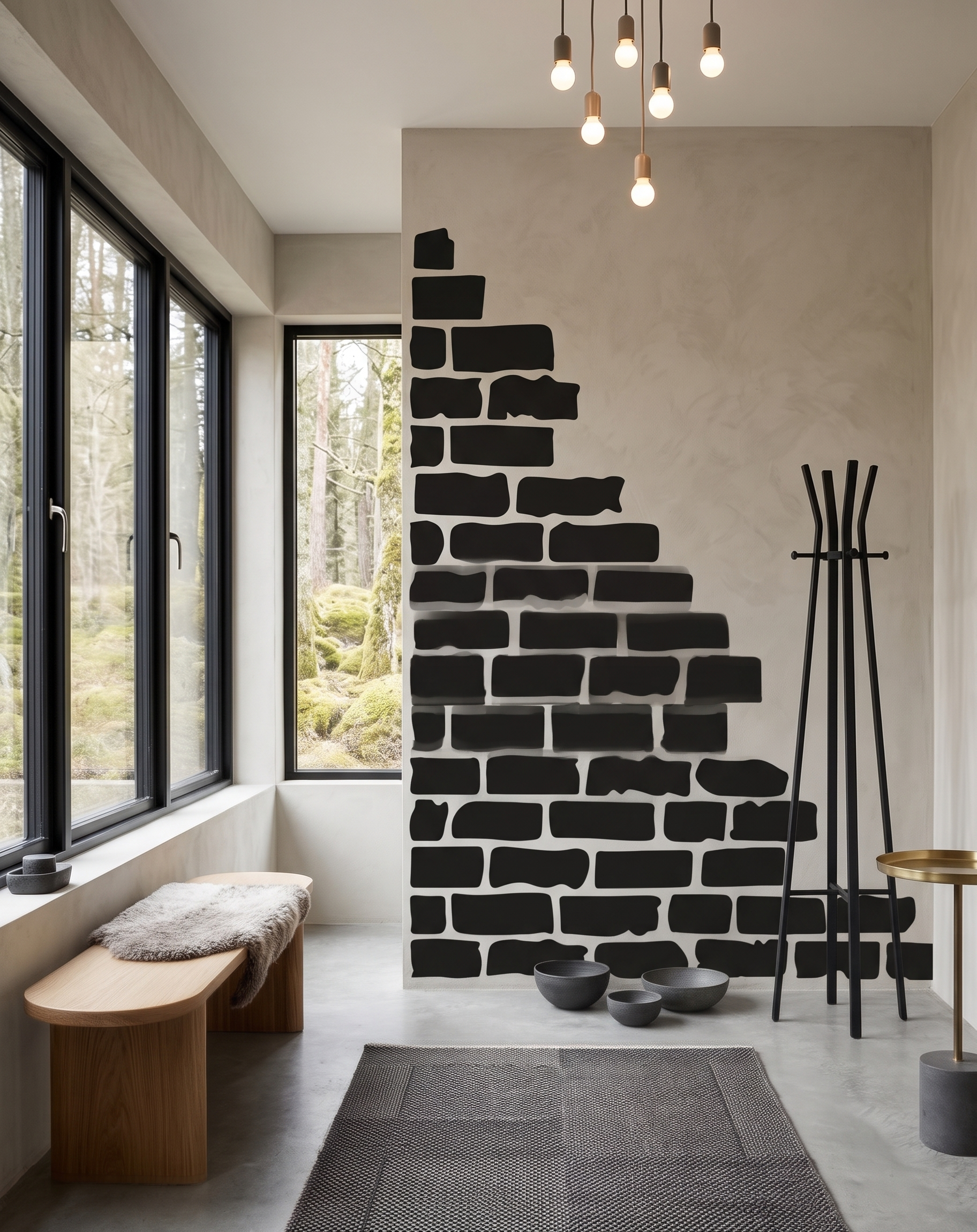 Rustic Brick Corner Stencil - Image 2