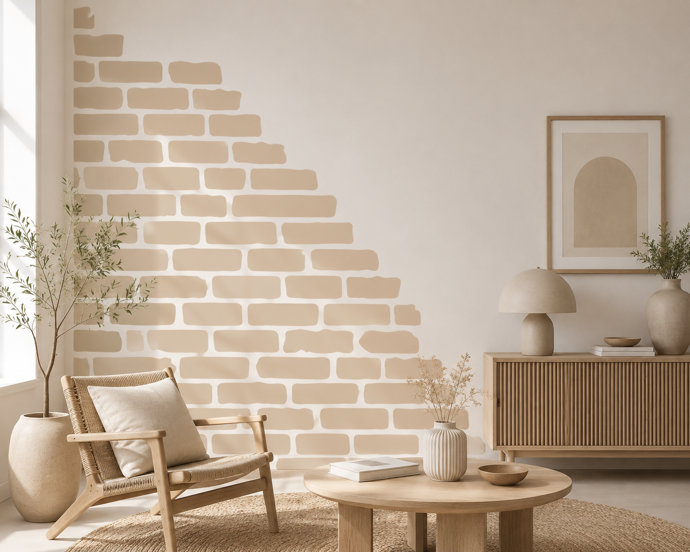 Rustic Brick Corner Stencil - Image 1
