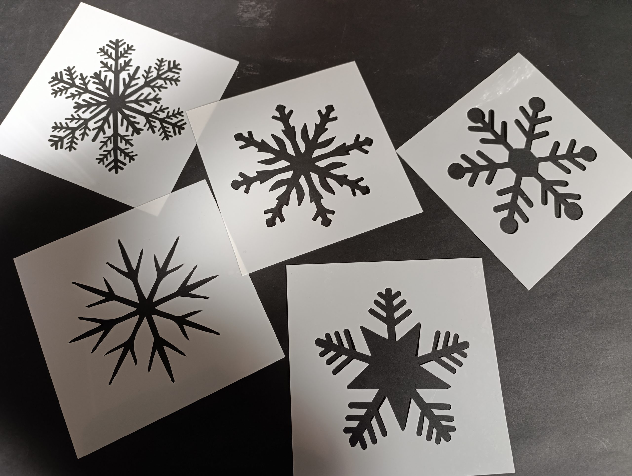 Set of snowflake stencils for windows and Christmas decoration