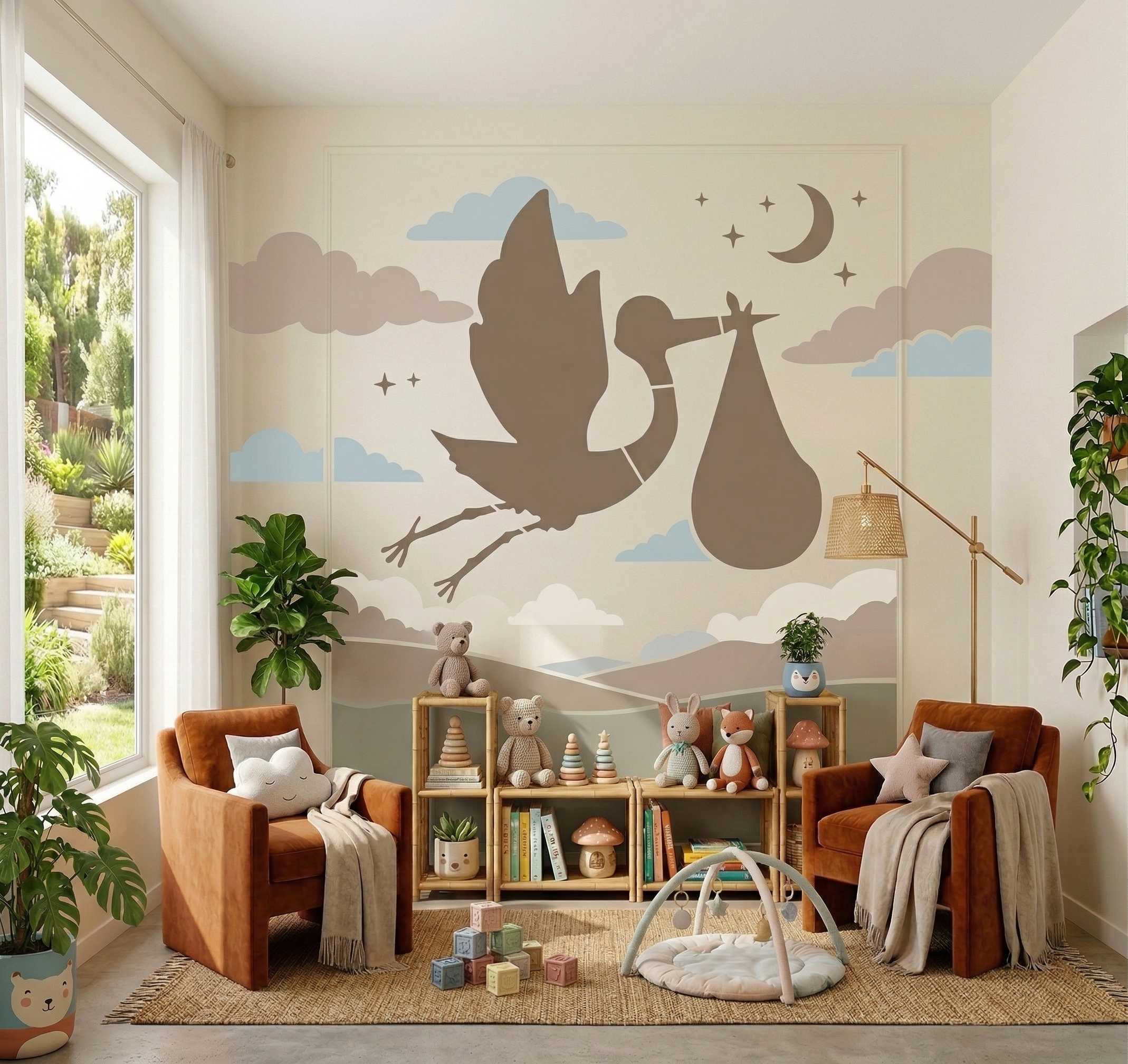 Fliegender Storch Baby Schablone