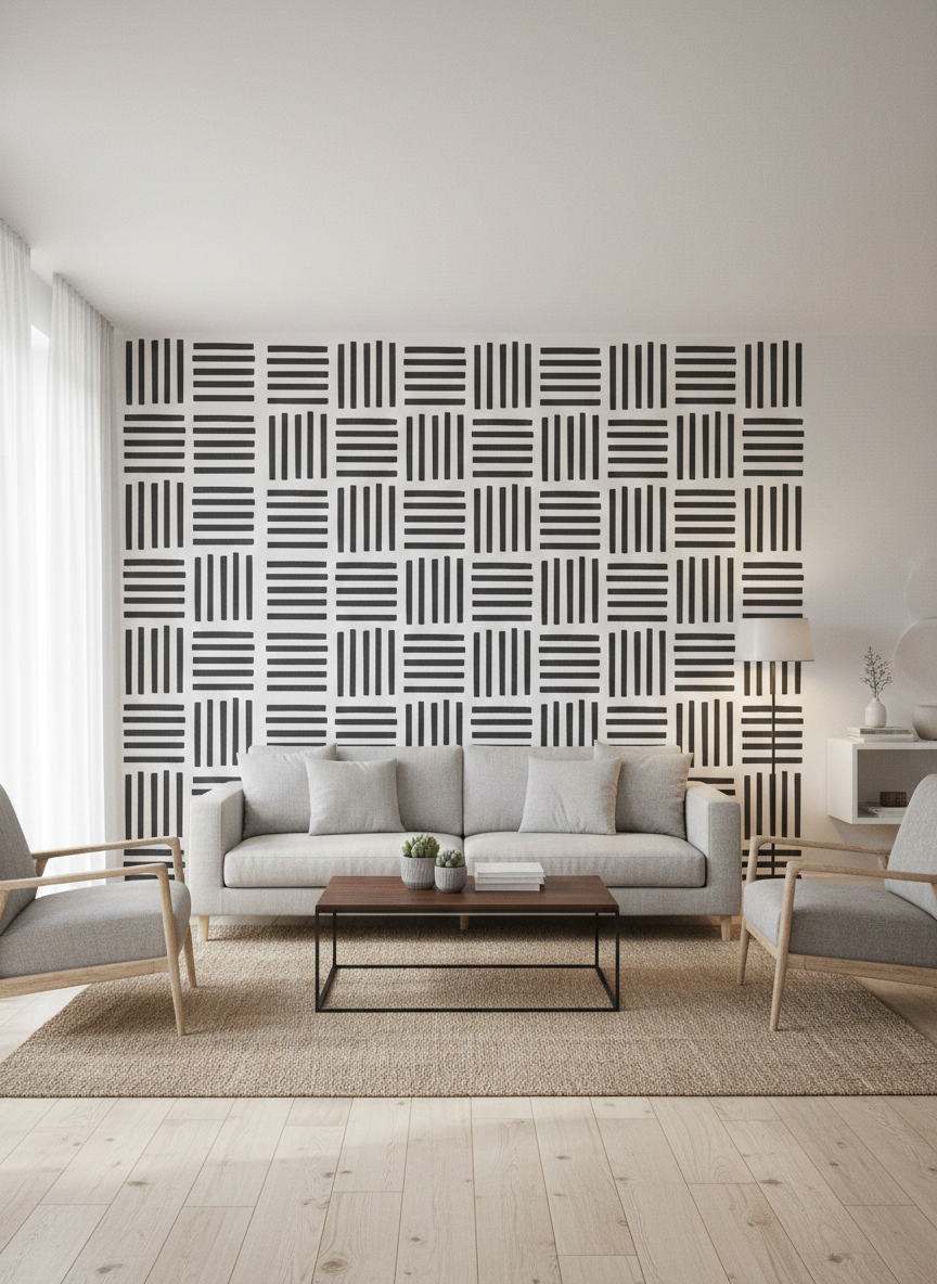 Στένσιλ Σχεδίου Ριγέ Πλέγμα - Image 3