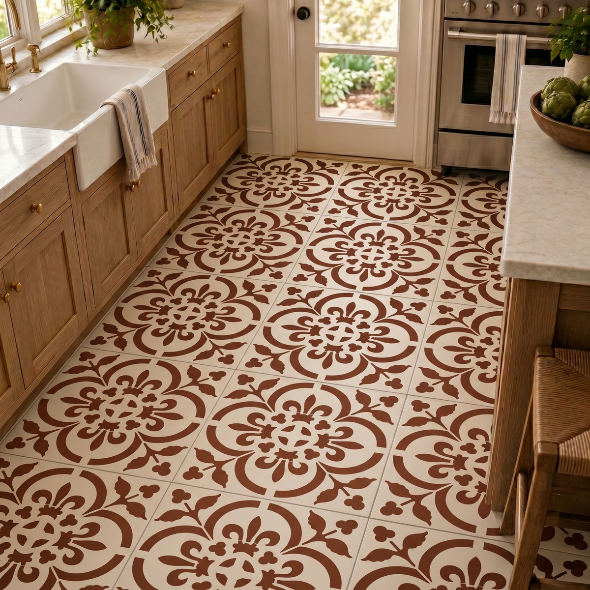 Mediterranean Bloom Tile Stencil - Image 1