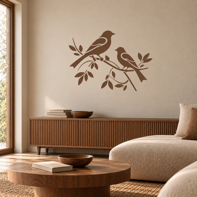 Two Birds on a Branch Wall Stencil