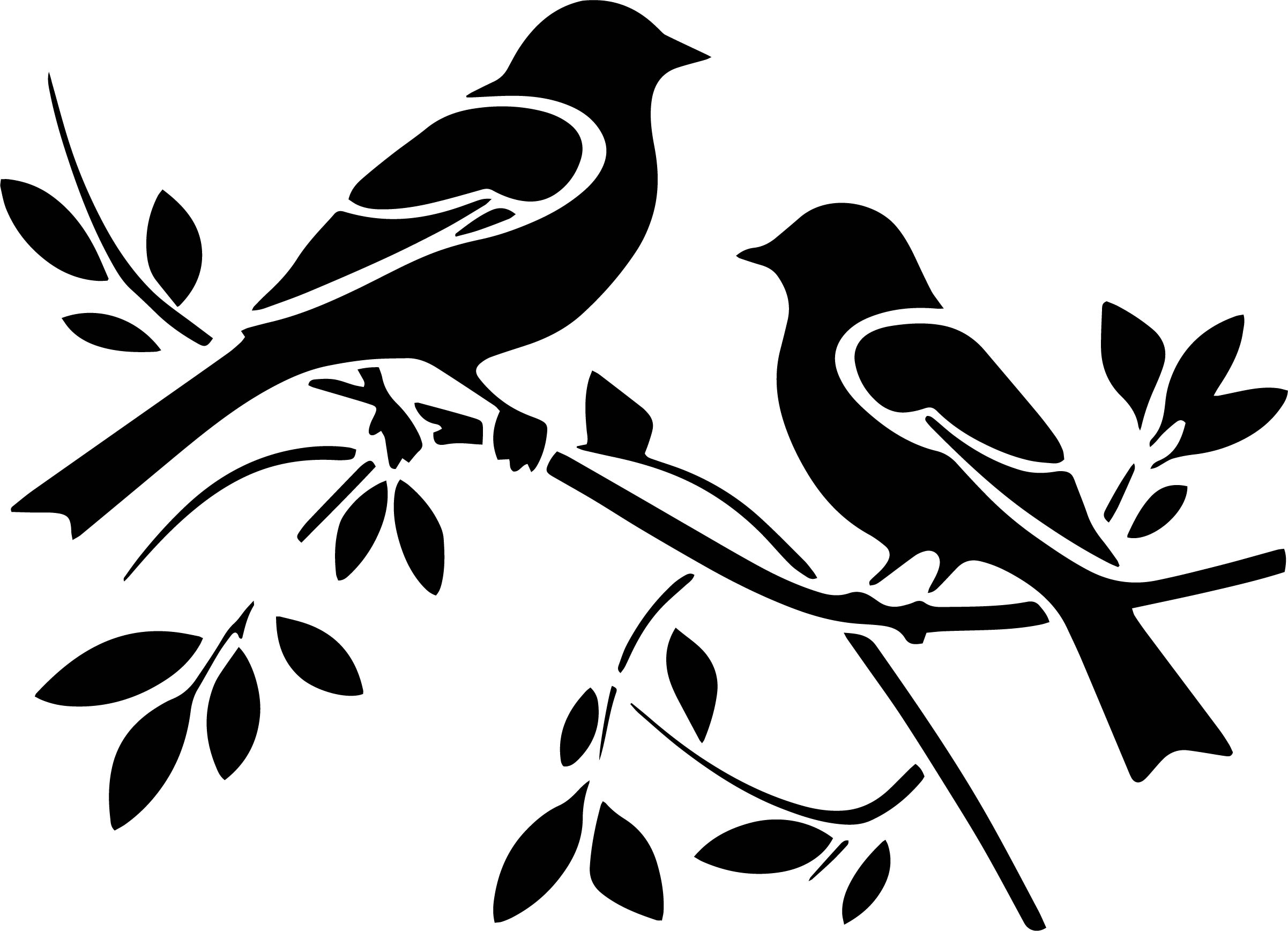 Two Birds on a Branch Wall Stencil
