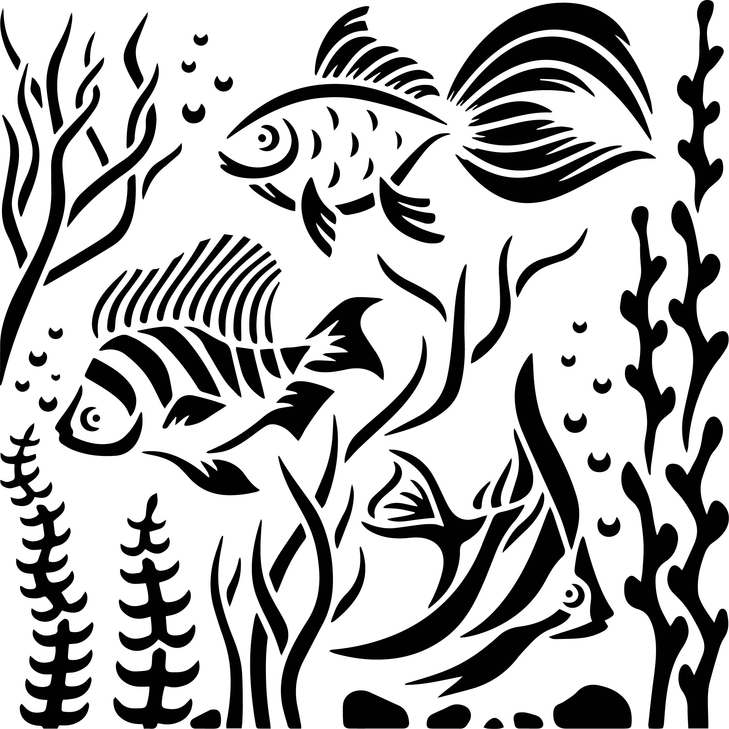Underwater Fish Stencil