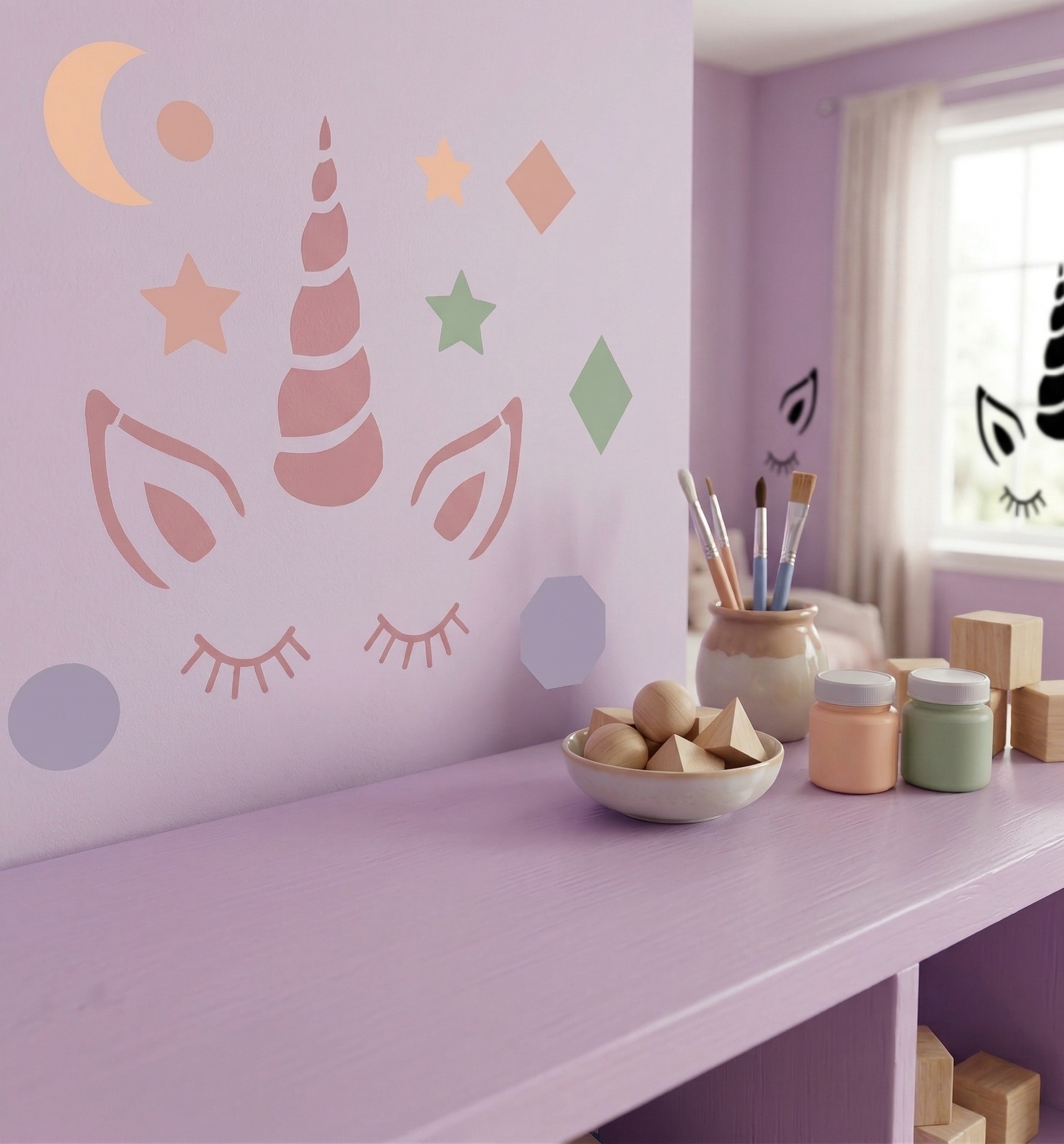 Stencil de Rosto de Unicórnio