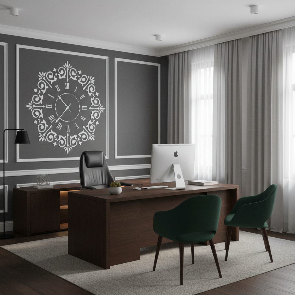 Elegant Roman Clock Stencil - Image 1