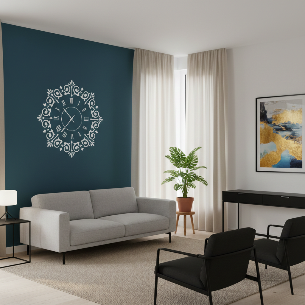 Elegant Roman Clock Stencil - Image 2